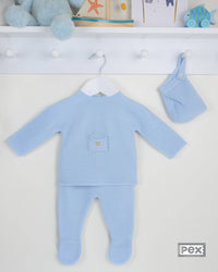 3 piece fine knit suit -  Blue