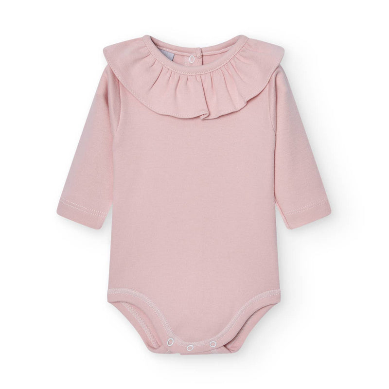 Long Sleeve Ruffle Neck Baby Bodysuit