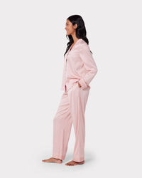 Chelsea Peers -Satin Lace Trim Long Pyjama Set - Blush Pink