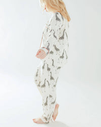 Chelsea Peers - Curve Organic Cotton Cream Giraffe Print Long Pyjama Set