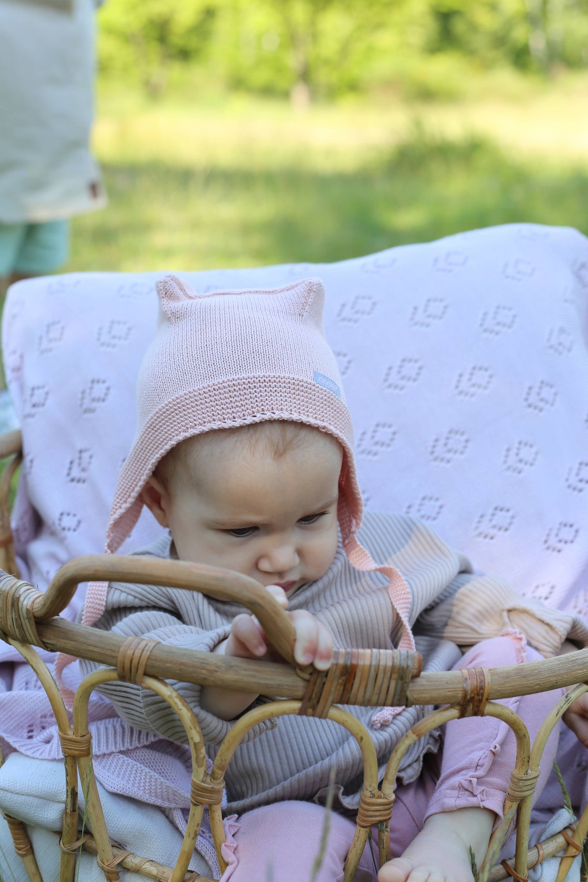 Baby Knit Hat Beige Recycled Cotton - Beige