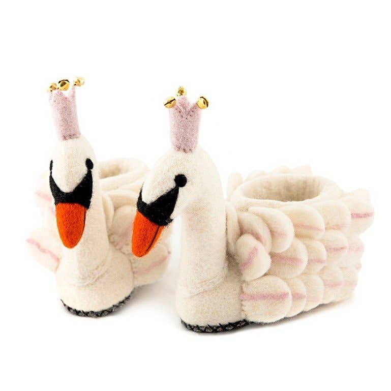 Handmade Felt  Swan Children's Slippers