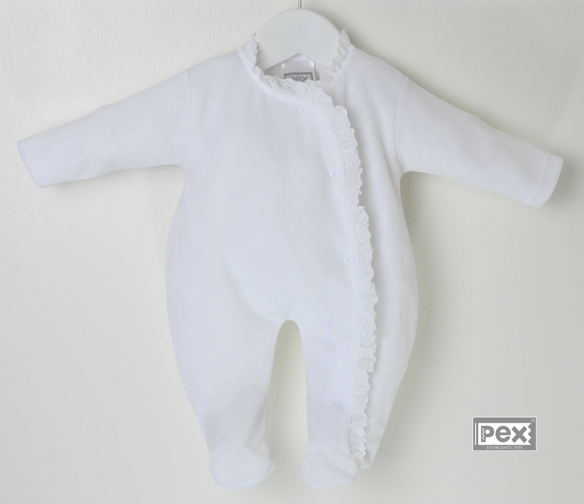 Lace Edged Sleepsuit  White