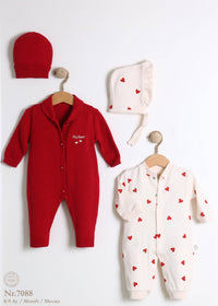 Organic Cotton Baby Heart Knitted Romper and Co-ordinating Body Suits