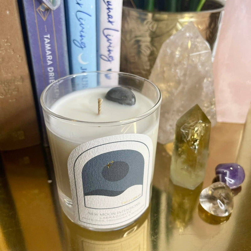 New Moon Crystal Intention Candle