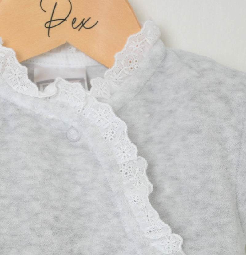 Lace Edged Sleepsuit  Grey