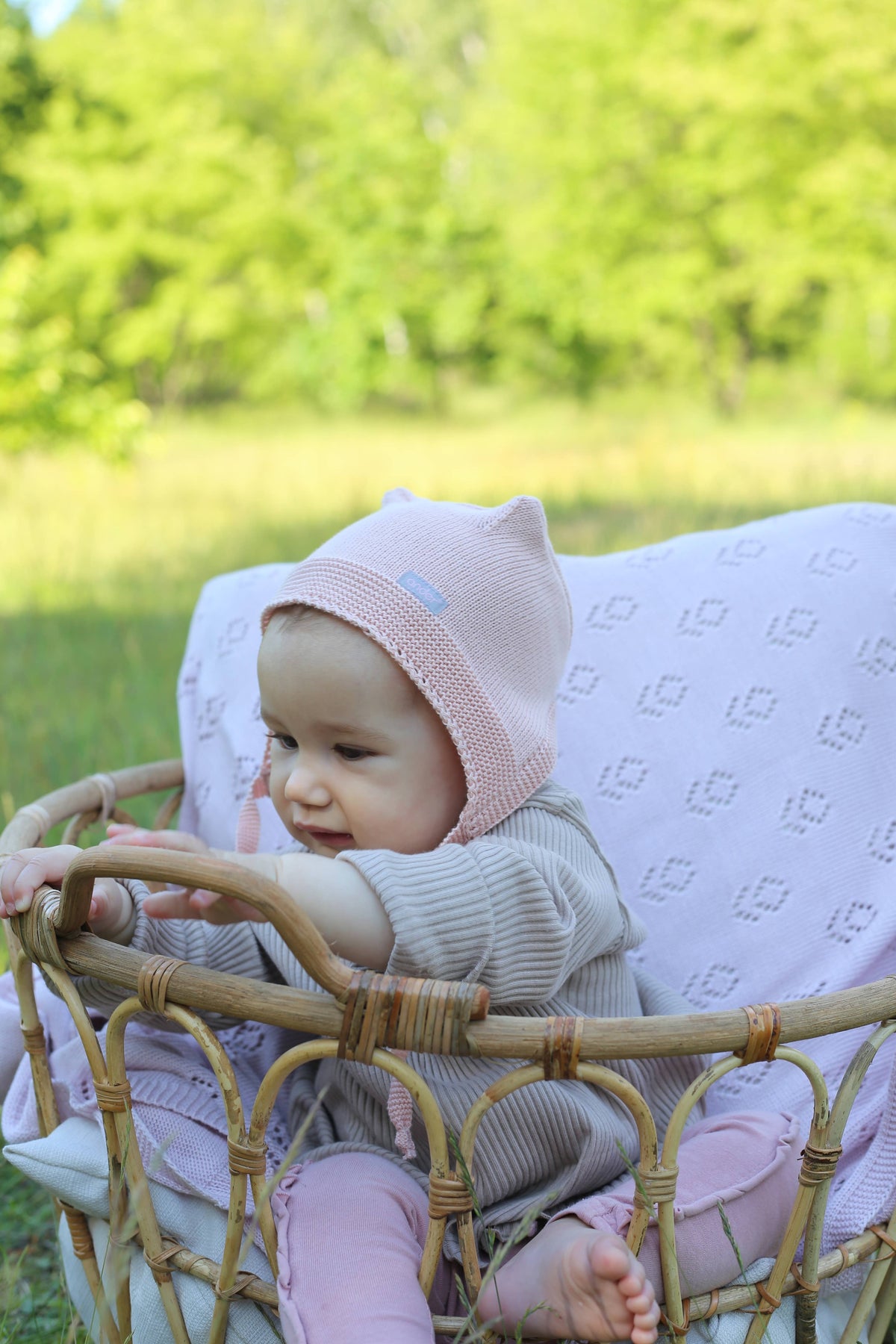 Baby Knit Hat Beige Recycled Cotton - Beige