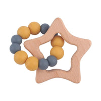 Star Teether Beech Wood Toy - Light Grey