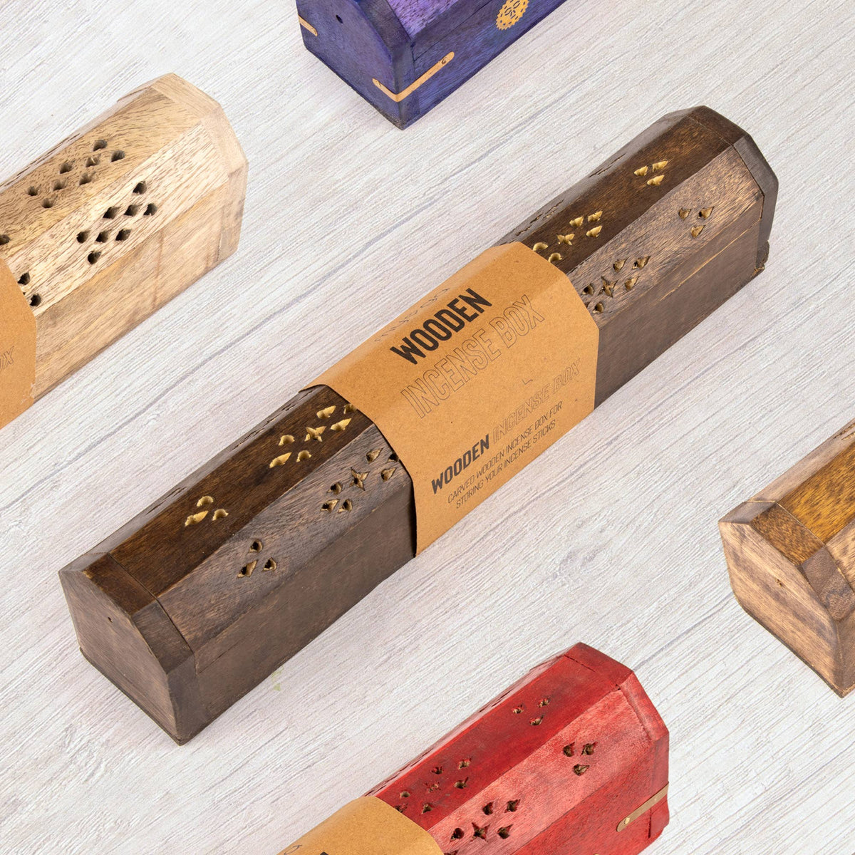 Wooden Incense Boxes - Moon Stars and Sun Ray