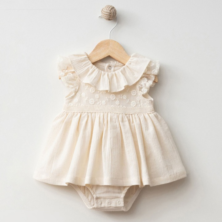 Natural Muslin Broderie Romper