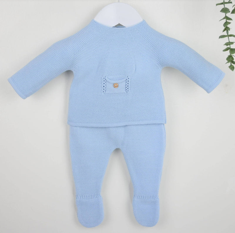 3 piece fine knit suit -  Blue