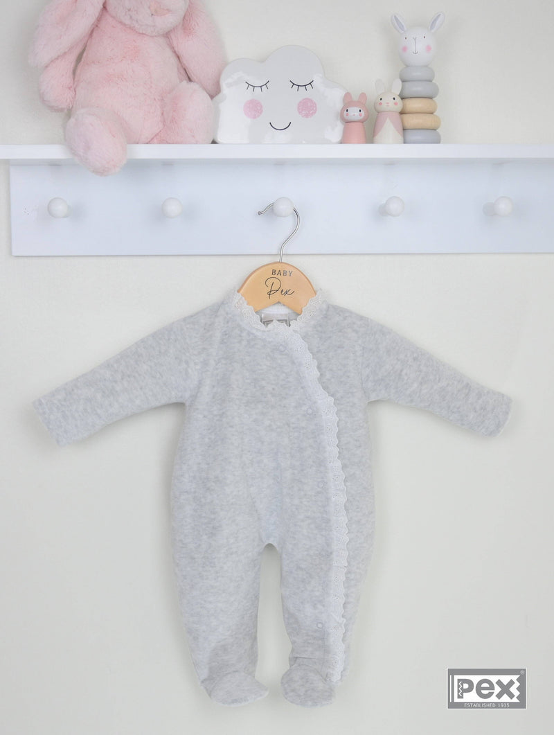 Lace Edged Sleepsuit  Grey