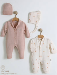 Organic Cotton Baby Heart Knitted Romper and Co-ordinating Body Suits