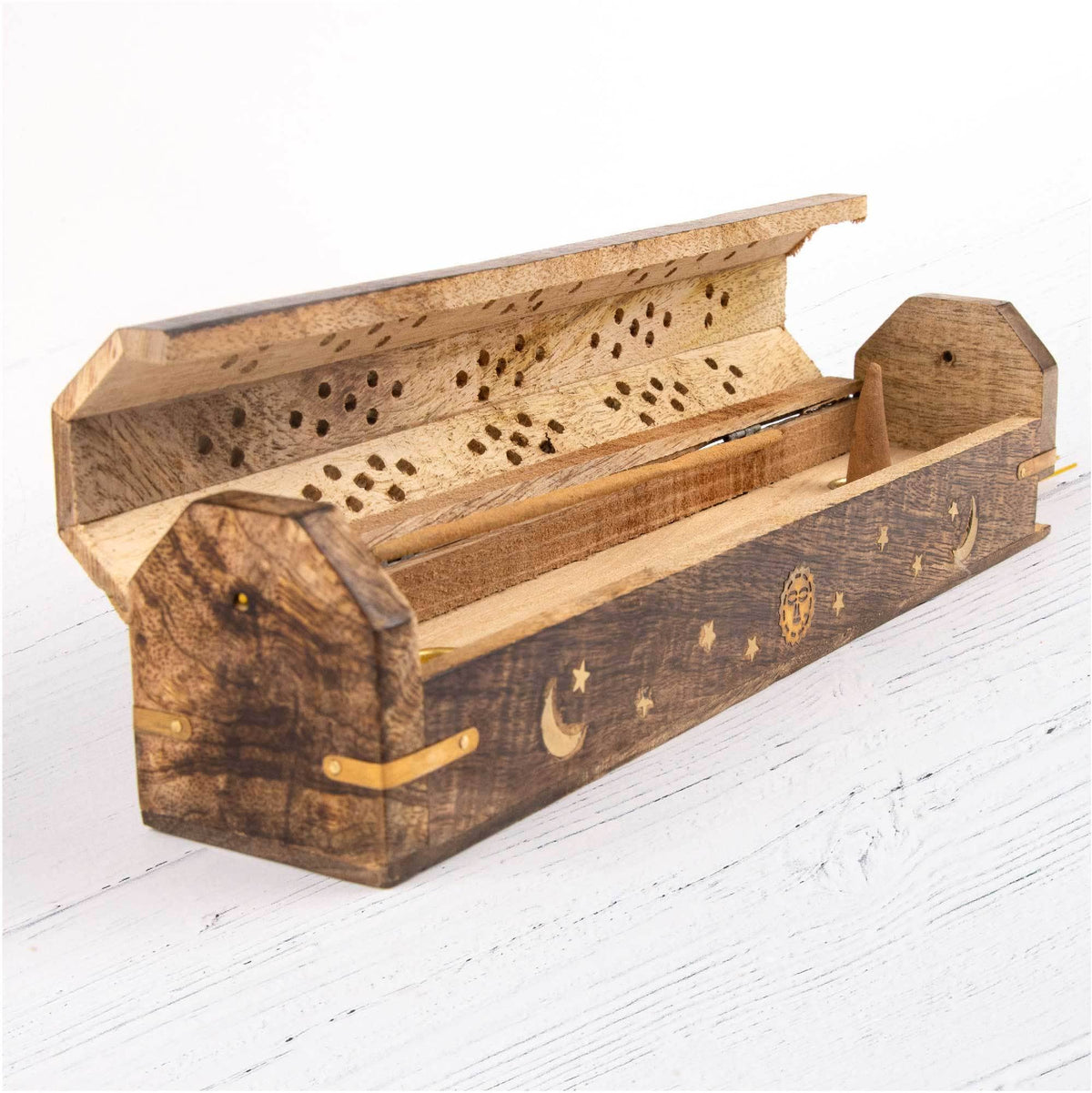 Wooden Incense Boxes - Moon Stars and Sun Ray