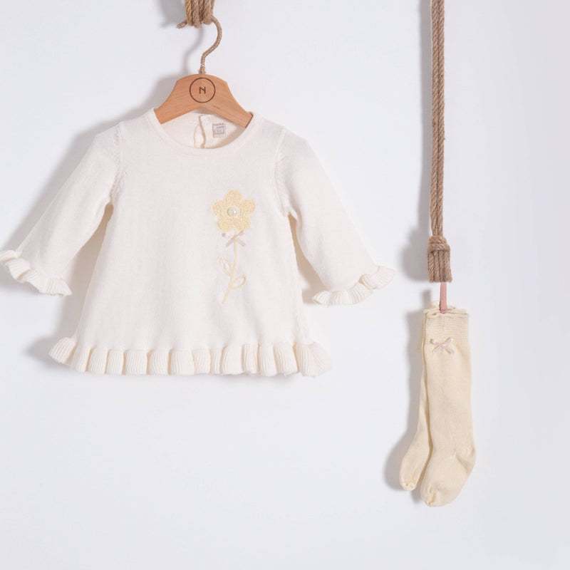 Organic Cotton 2-Piece Knit Dress With Knee Socks Set