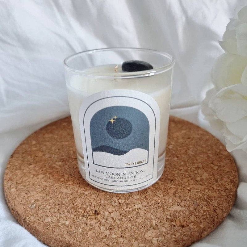 New Moon Crystal Intention Candle