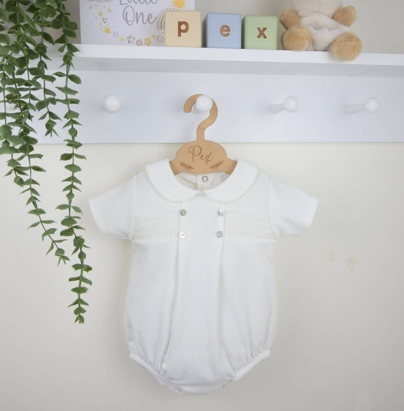 Smocked Cotton Romper - Ivory