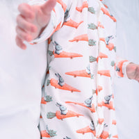 Fred & Noah - Racing carrot print cotton sleepsuit