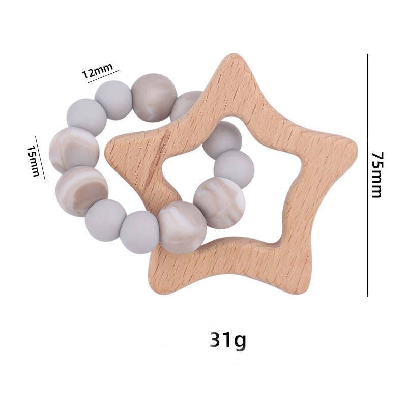 Star Teether -  Beech Wood  - Grey