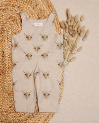 AshleyRose - Highland Cow Linen Look Dungarees