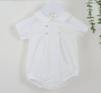 Smocked Cotton Romper - Ivory