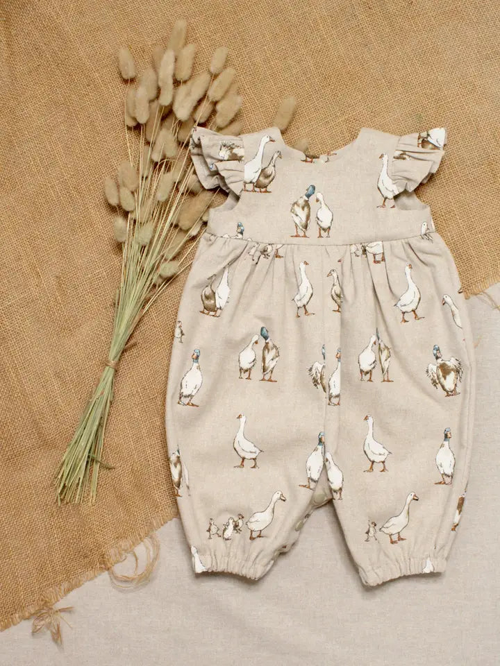 Linen Look - Jumpsuit with Duck Design