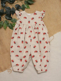 Linen Look - Jumpsuit with Ladybird Design