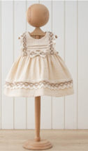 Girls Natural Lace Collar Short Sleeve Elegant  Muslin Dress