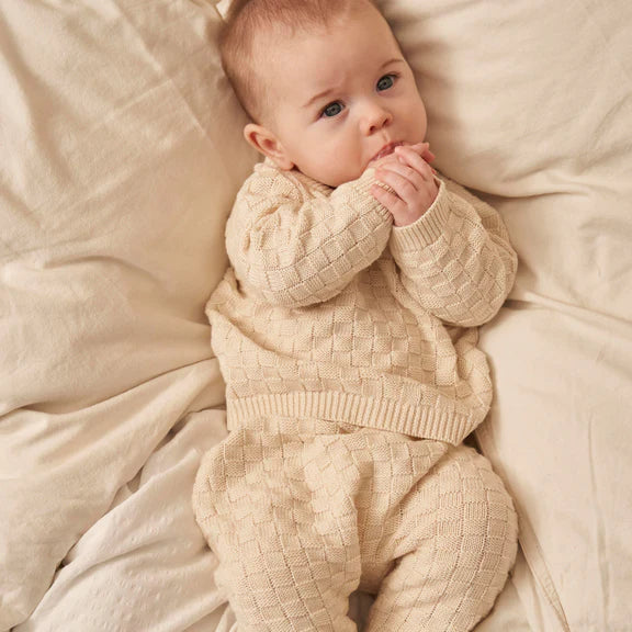 Special Launch Price - 100% Organic Cotton Cream Check Jumper and Jogger Set