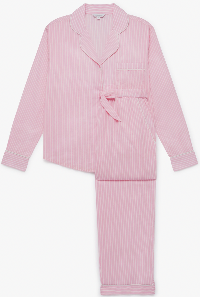 Women's Organic Cotton Pyjama Trouser Set - Pink Stripe