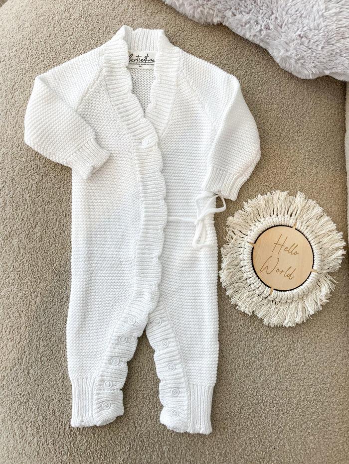 Newborn, Coming Home 100% Cotton Scalloped Edged Romper