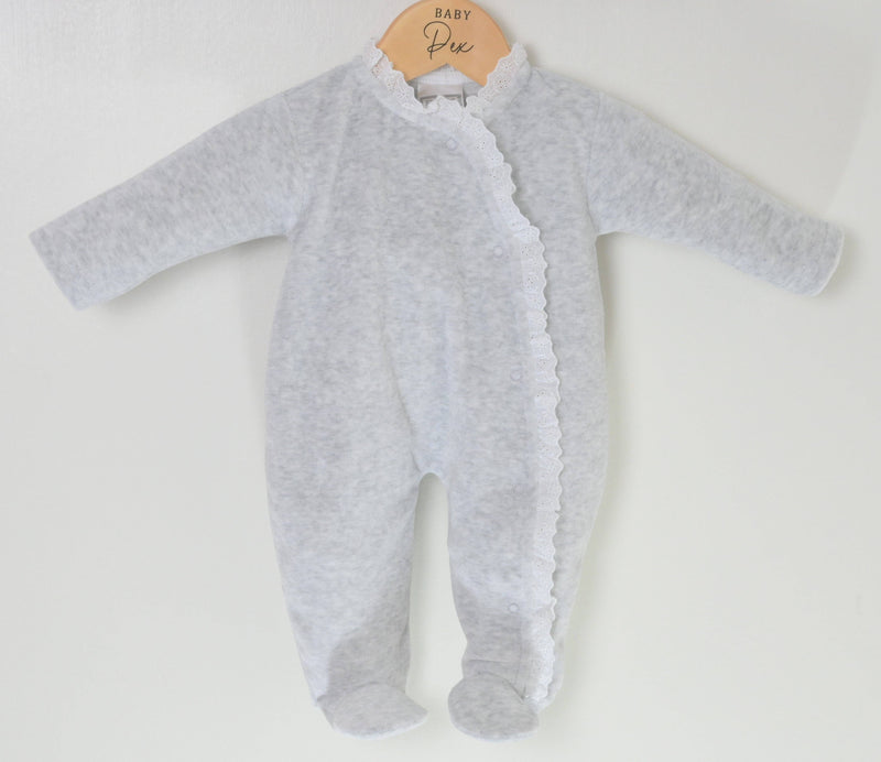 Lace Edged Sleepsuit  Grey