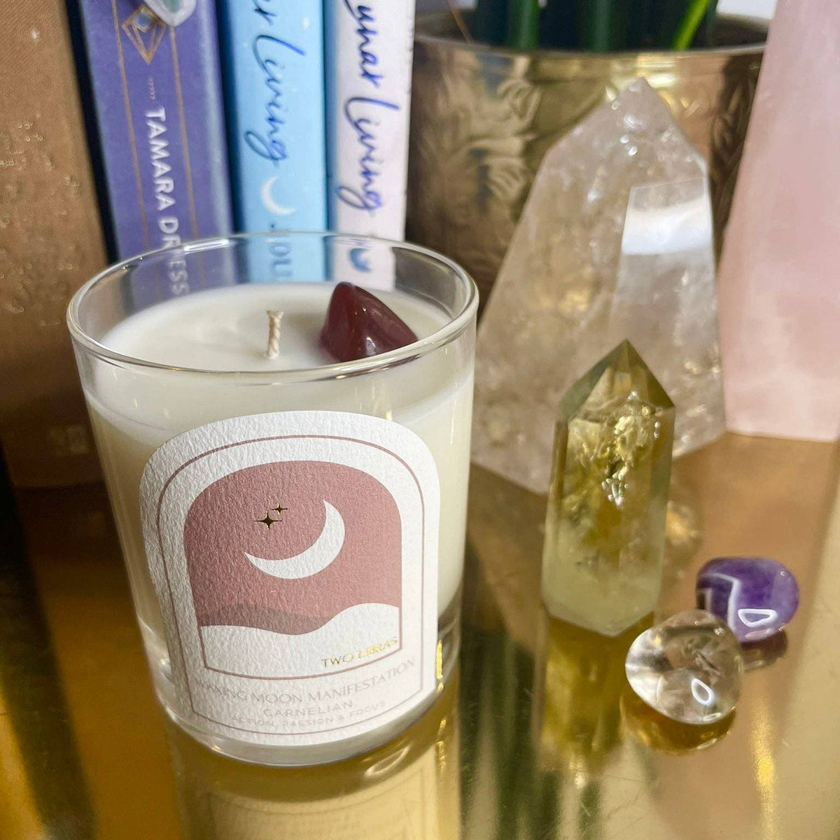 Waxing Moon Crystal Intention Candle