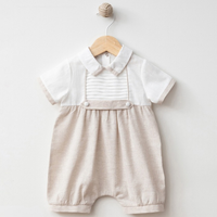 Natural Linen Baby Boy Romper