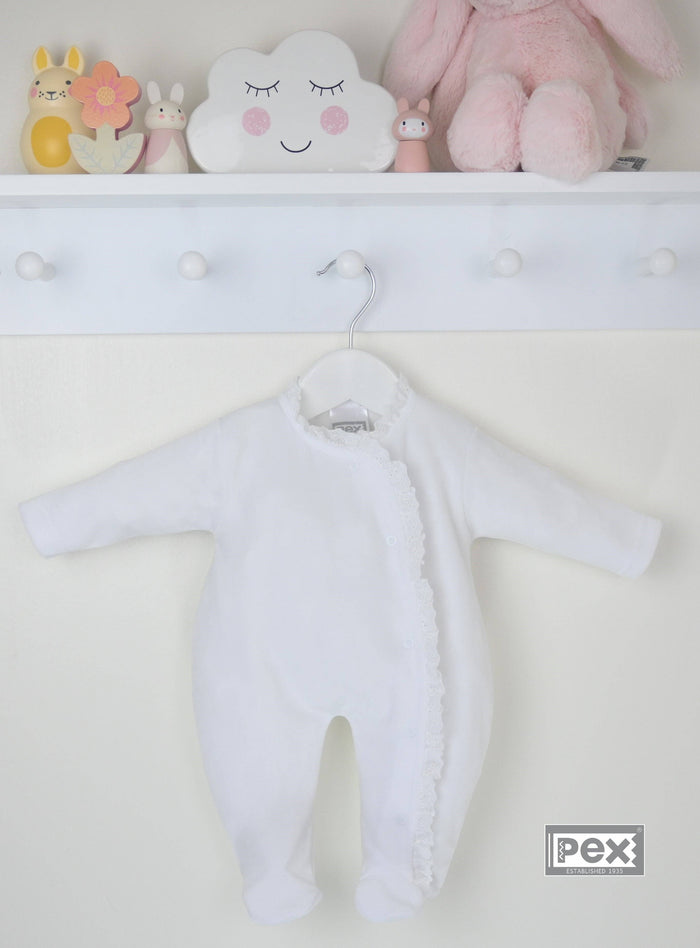 Lace Edged Sleepsuit  White