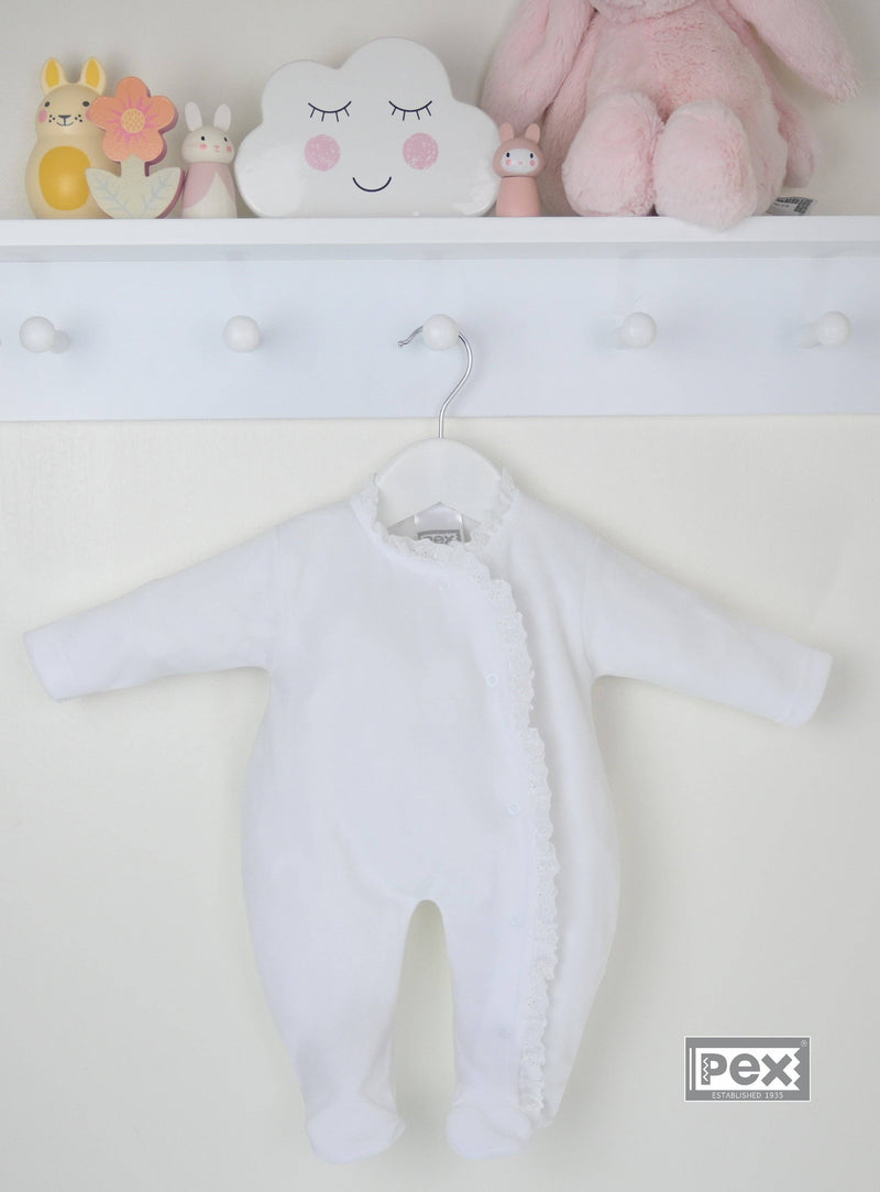 Lace Edged Sleepsuit  White