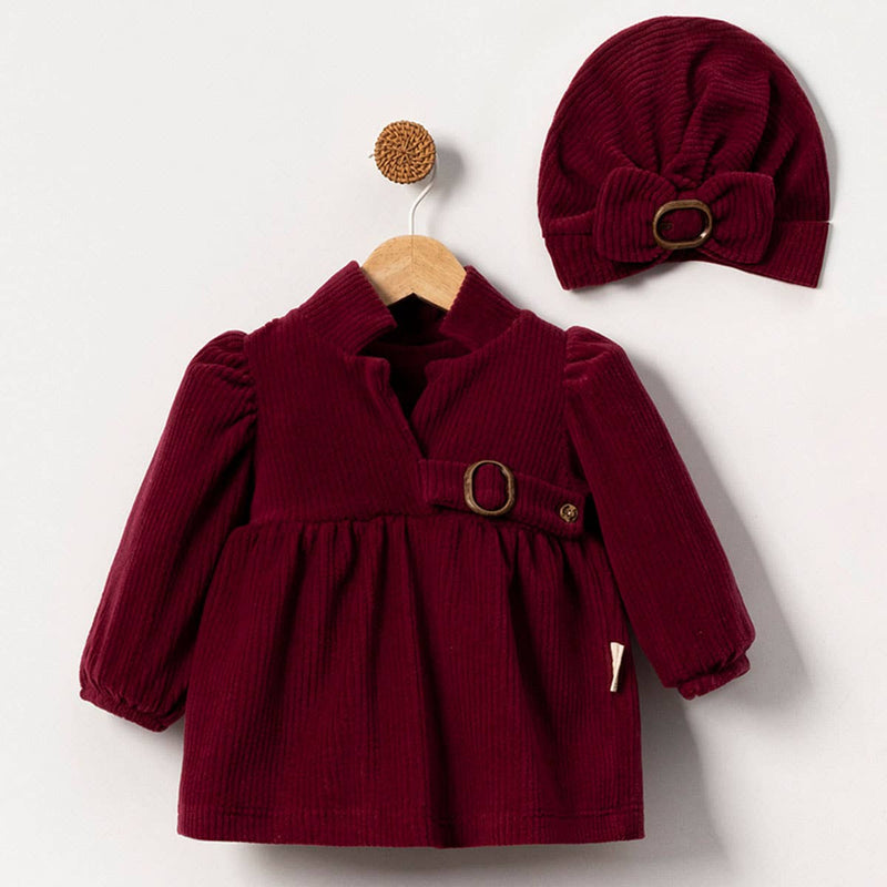 Velvet Dress and Bow Beanie Hat