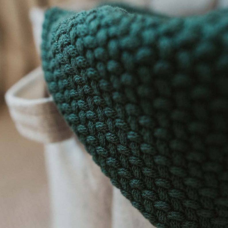 Plain Knit Baby Blanket - Pine Green