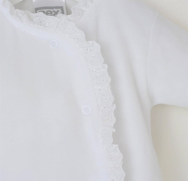 Lace Edged Sleepsuit  White