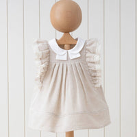 Girls  Natural Ruffled Linen Dress