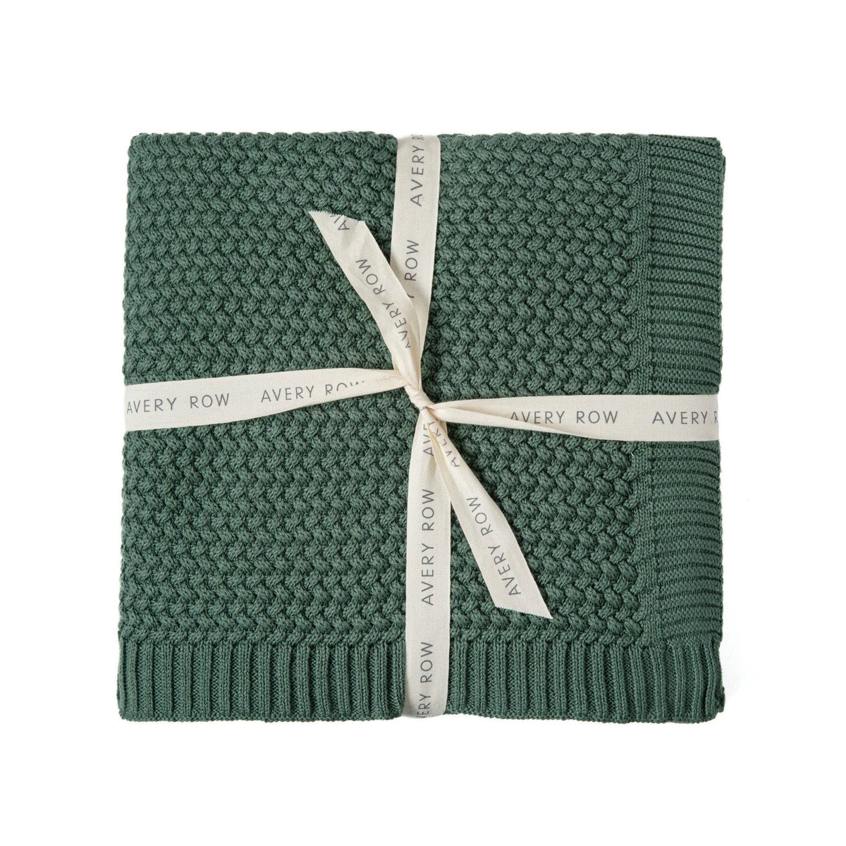 Plain Knit Baby Blanket - Pine Green