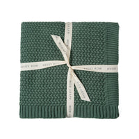 Plain Knit Baby Blanket - Pine Green